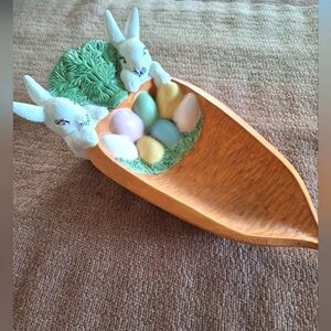 Vintage 1970's Bunnies with Carrot candy bowl